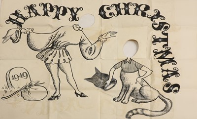 Lot 497 - A large hand-painted Christmas theatre pantomime head-through-hole display poster