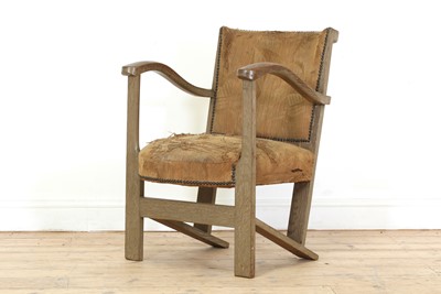 Lot 162 - A limed oak armchair