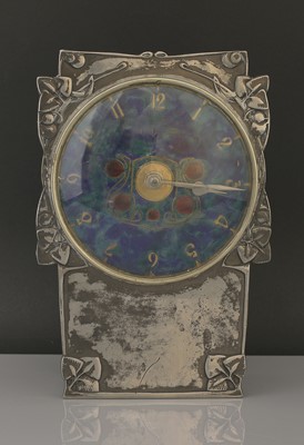 Lot 26 - A Liberty & Co. Tudric pewter and enamel mantel clock