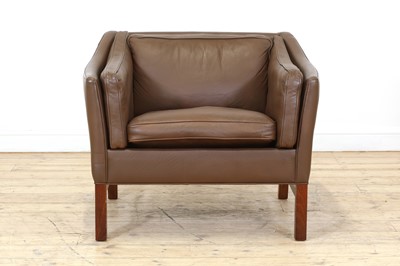 Lot 445 - A Danish brown leather armchair
