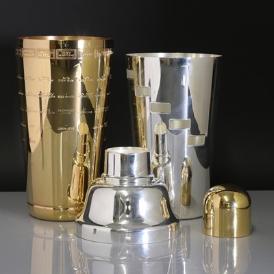 Lot 115 - A silver-plated and gilt 'Recipe' cocktail shaker