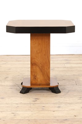 Lot 160 - An Art Deco walnut and ebonised lamp table