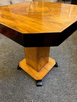 Lot 160 - An Art Deco walnut and ebonised lamp table
