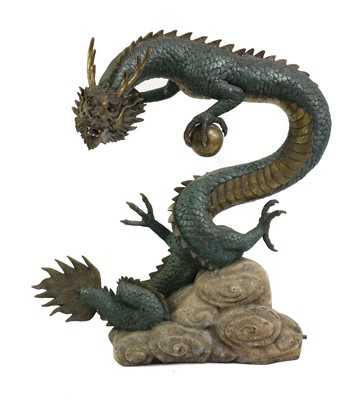 Lot 401 - A large cold painted bronze Chinese dragon