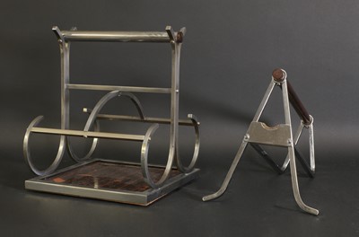 Lot 174 - An Art Deco chrome and wood bottle carrier