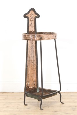 Lot 50 - An Arts and Crafts copper and wrought iron umbrella stand