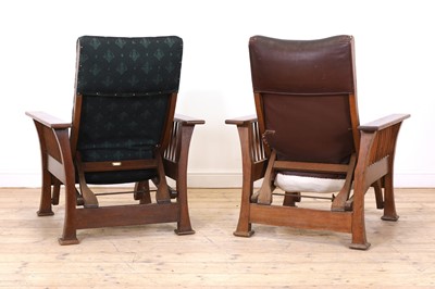 Lot 54 - Two similar Arts and Crafts oak loungers