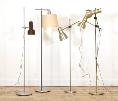 Lot 336 - Four Danish chrome floor lamps