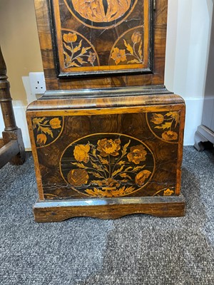 Lot 455 - A William and Mary oyster-veneered olive wood, walnut and marquetry longcase clock