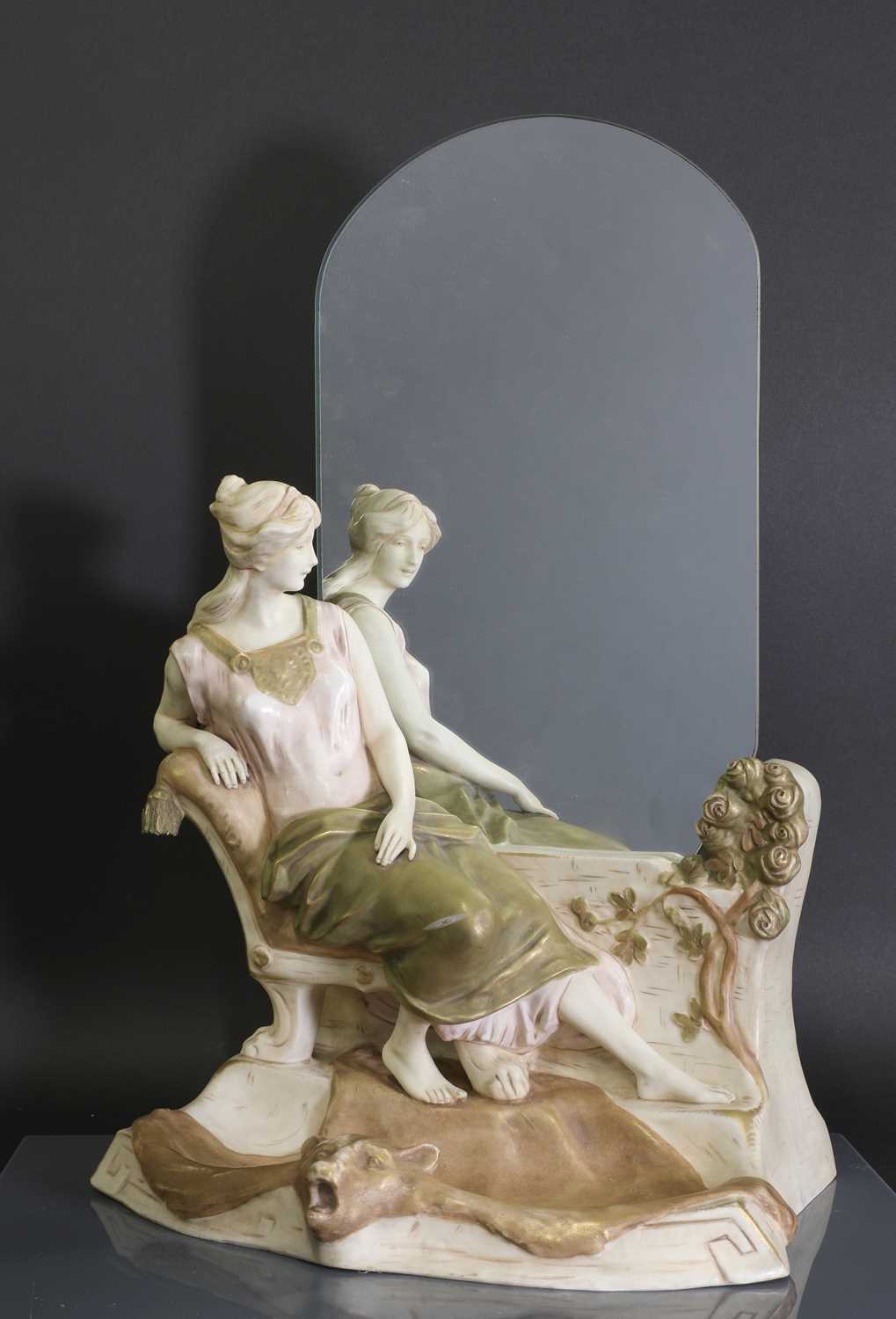 Lot 88 - A Czech Royal Dux figural table mirror