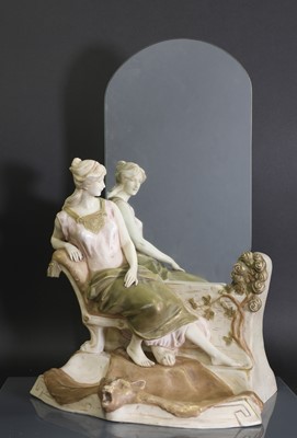 Lot 88 - A Czech Royal Dux figural table mirror