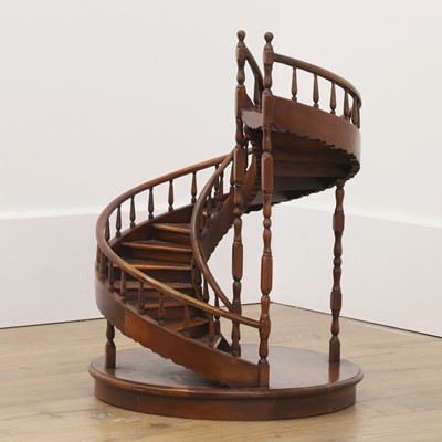 Lot 167 - A large fruitwood architectural model of a spiral staircase