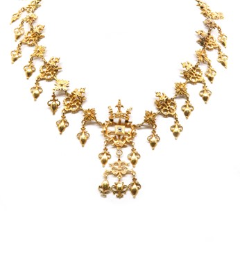 Lot 3 - An antique diamond set fringe necklace, possibly German, c.17th century