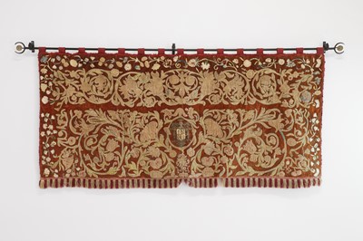 Lot 58 - A velvet, silk and metal thread appliqué and embroidered hanging