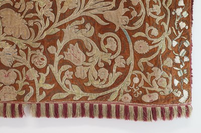 Lot 58 - A velvet, silk and metal thread appliqué and embroidered hanging