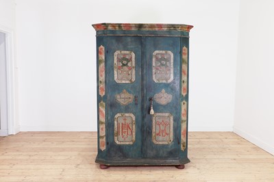 Lot 55 - A painted pine marriage cabinet