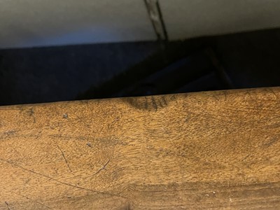 Lot 49 - A walnut and wrought iron table