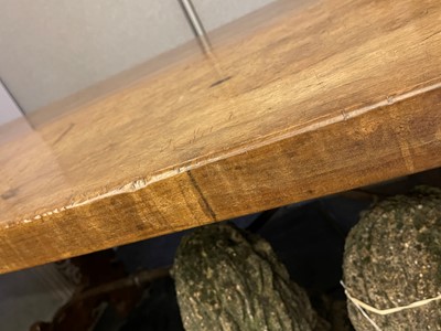 Lot 49 - A walnut and wrought iron table