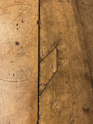 Lot 49 - A walnut and wrought iron table