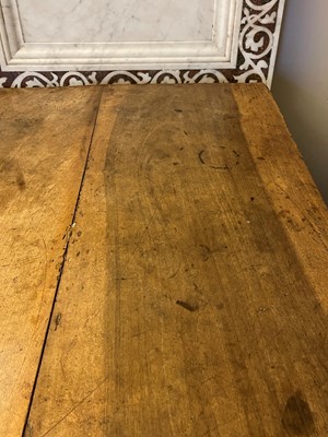 Lot 49 - A walnut and wrought iron table
