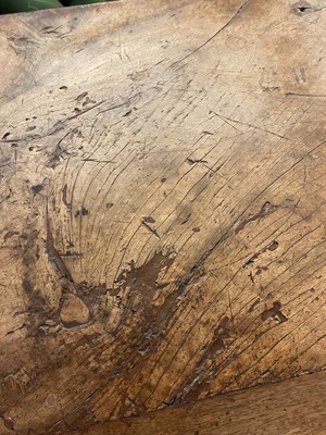 Lot 49 - A walnut and wrought iron table