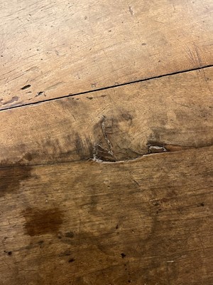 Lot 49 - A walnut and wrought iron table