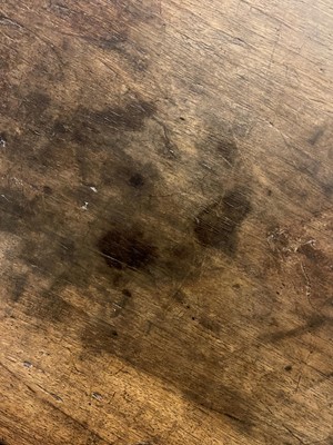 Lot 49 - A walnut and wrought iron table