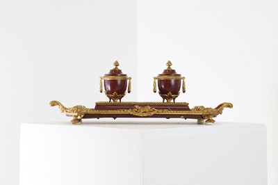 Lot 51 - A rouge griotte marble and ormolu desk stand
