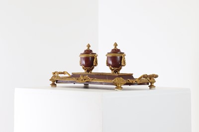 Lot 51 - A rouge griotte marble and ormolu desk stand