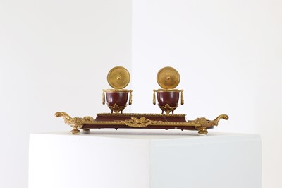 Lot 51 - A rouge griotte marble and ormolu desk stand