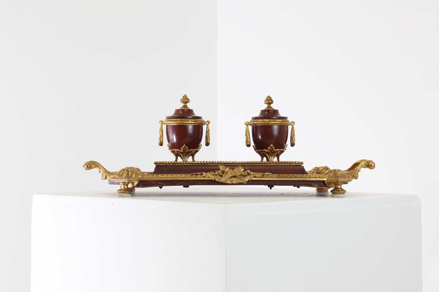 Lot 51 - A rouge griotte marble and ormolu desk stand