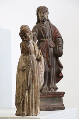 Lot 14 - A group of carved and polychrome-painted wooden saints