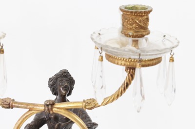Lot 31 - A pair of Empire-style gilt and patinated bronze candelabra