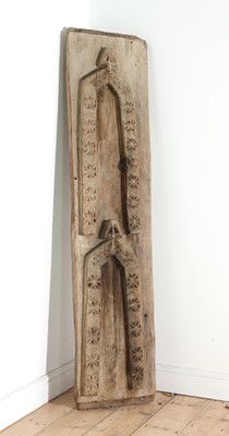 Lot 289 - A carved cedarwood door panel