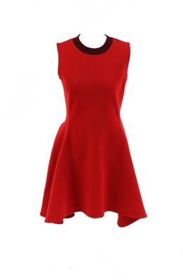 Lot 343 - A Christian Dior vintage red wool sleeveless mid-length dress