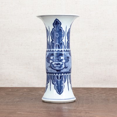 Lot 67 - A Chinese blue and white gu vase