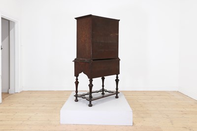 Lot 351 - A yew wood and walnut cabinet on stand