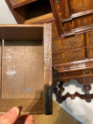 Lot 351 - A yew wood and walnut cabinet on stand