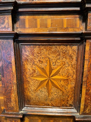 Lot 351 - A yew wood and walnut cabinet on stand