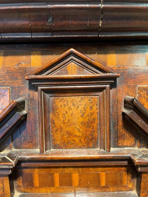 Lot 351 - A yew wood and walnut cabinet on stand