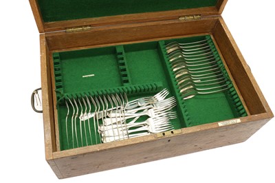 Lot 83 - A matched silver canteen of dessert flatware