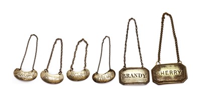 Lot 88 - Four silver whisky decanter labels