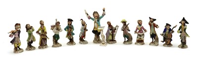 Lot 263 - A Volkstedt porcelain fourteen-piece monkey band