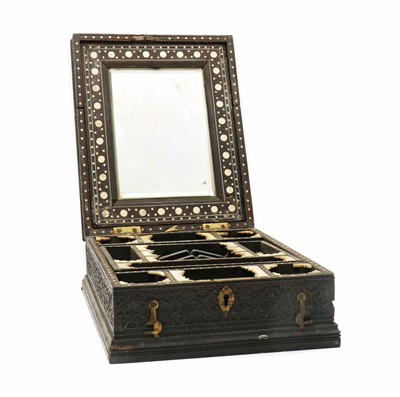 Lot 369 - An Anglo-Indian hardwood travelling mirror