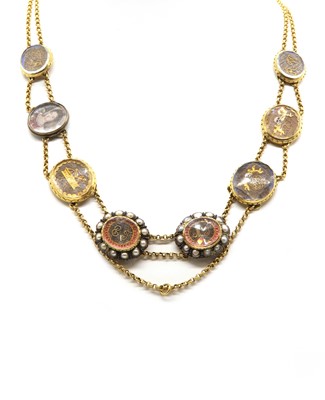Lot 2 - A necklace composed of nine 17th and 18th century ‘Stuart crystal’ memorial slides