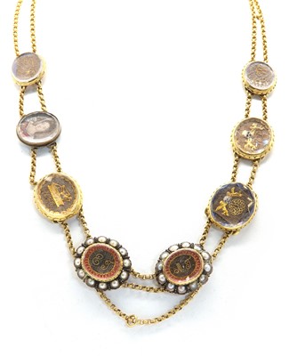 Lot 2 - A necklace composed of nine 17th and 18th century ‘Stuart crystal’ memorial slides