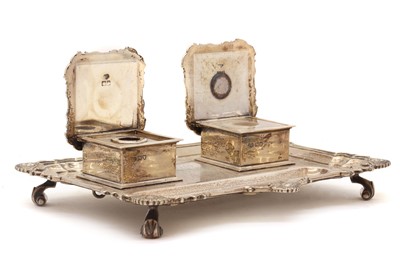 Lot 47 - A silver desk stand