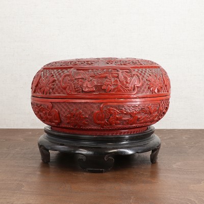 Lot 227 - A Chinese cinnabar-lacquered box and cover