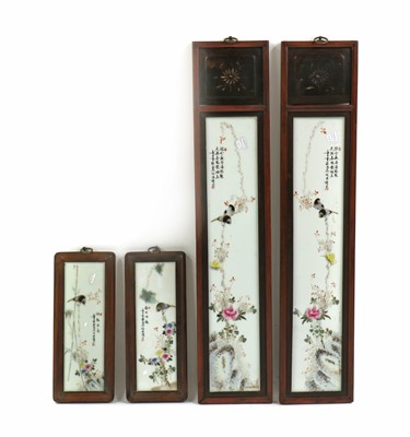 Lot 98 - Two pairs of Chinese porcelain plaques