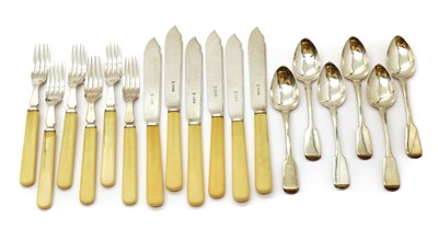 Lot 70 - A set of six silver fish knives and forks